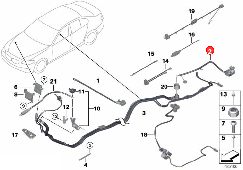 Battery cable (plus pole) OE 61129217036
