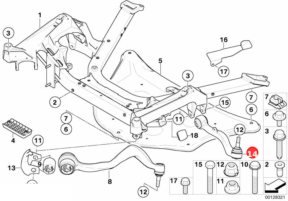 Repair kit, wishbone, left OE 31122347983