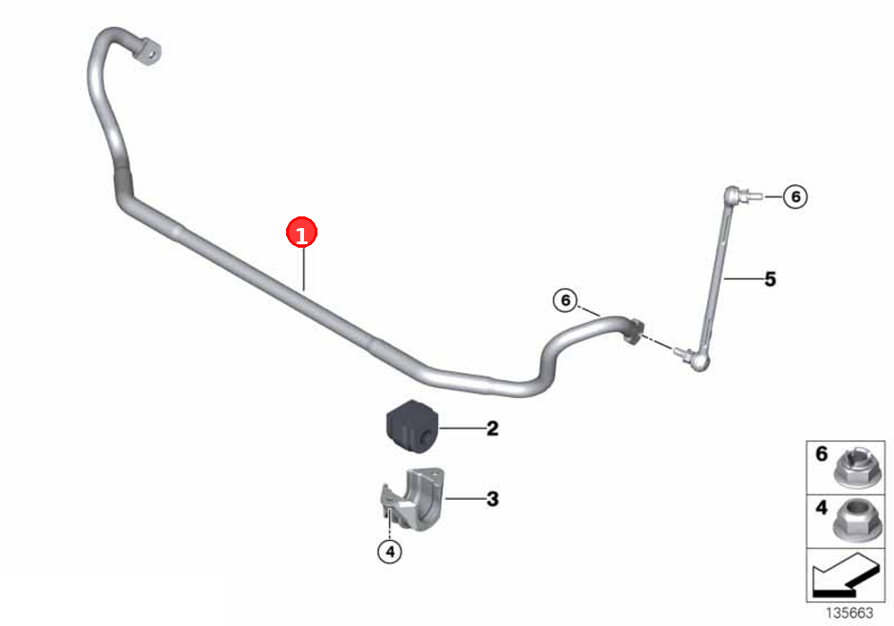 Stabilizer front with rubber mounting OE 31356796301
