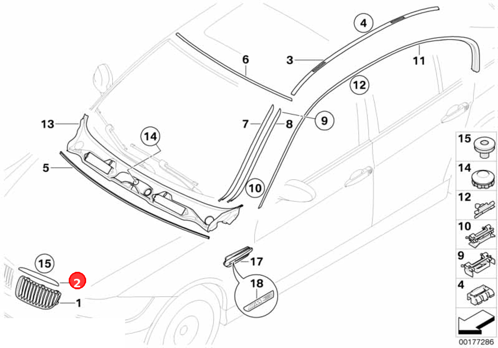 Cover, engine bonnet, right OE 51137117242