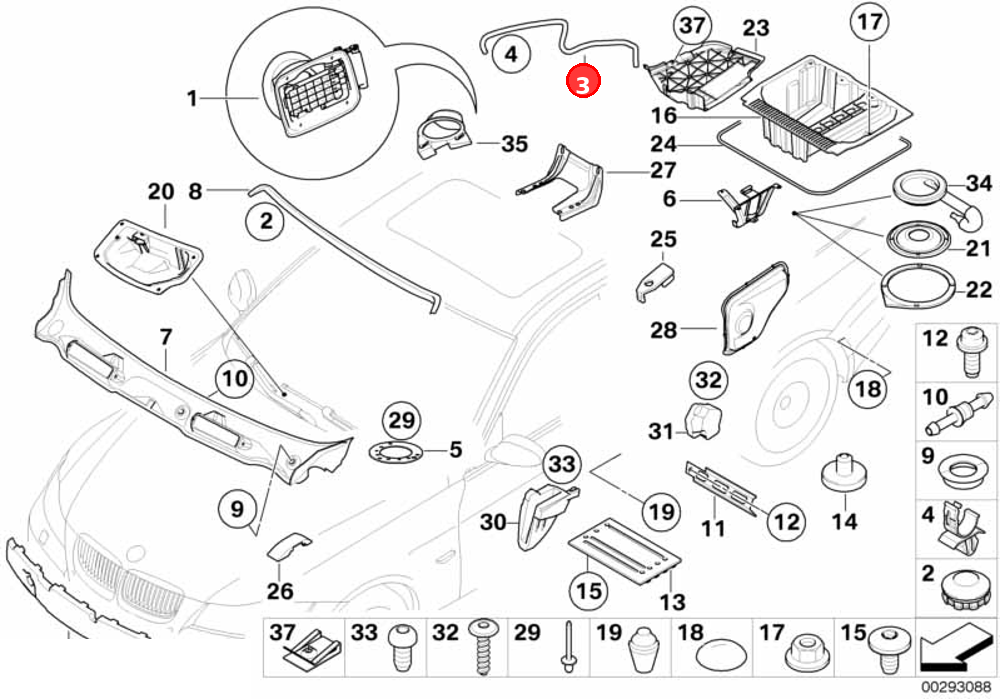 Water outlet hose rear OE 54107198035