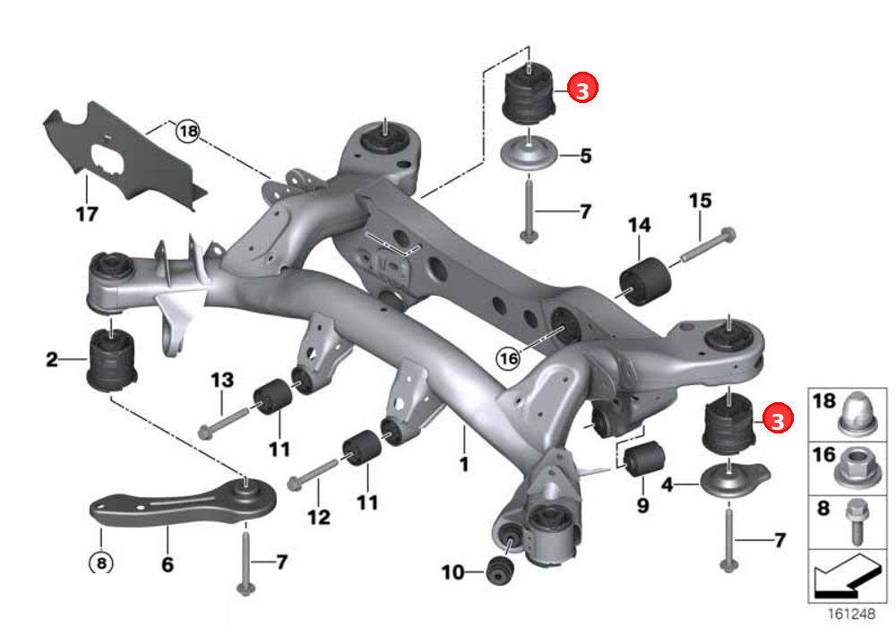 Rubber mounting rear OE 33316758260
