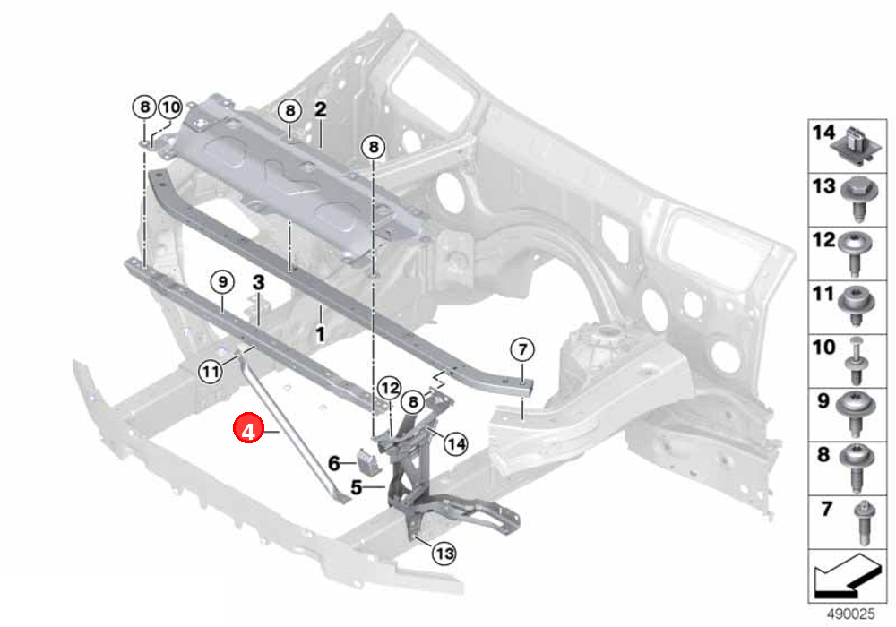 Support front panel right OE 51647421990