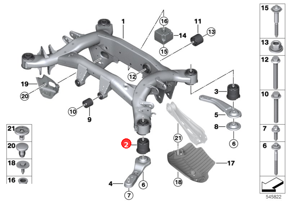Rubber mounting front OE 33306868508