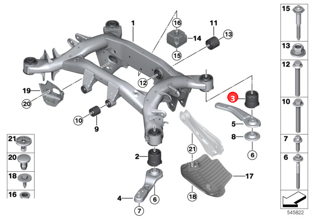 Rubber mounting rear OE 33306868509