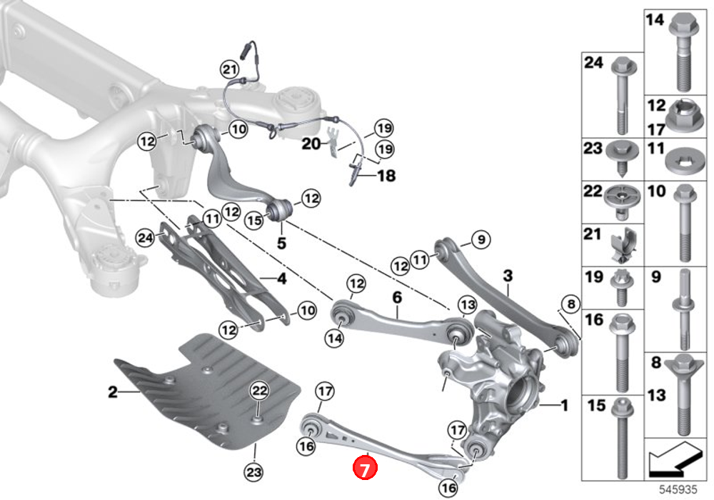 Toe arm with rubber mount, right OE 33306871016