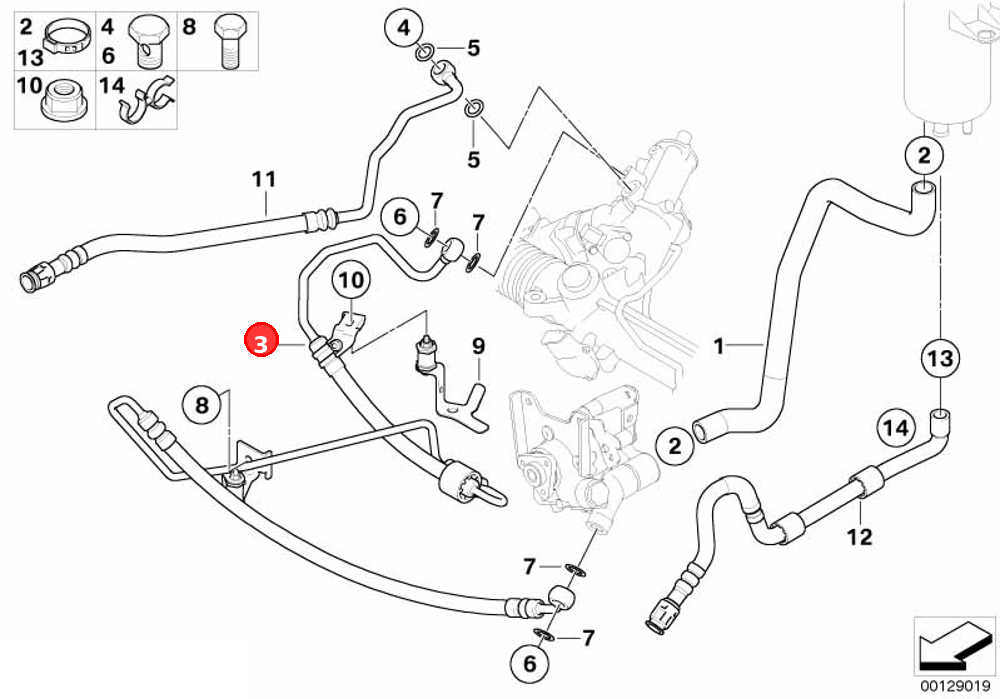Expansion hose, active steering OE 32416771745