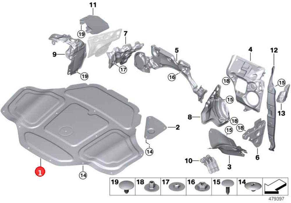 Sound insulating engine hood OE 51487330652