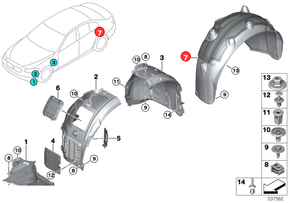 Cover, wheel housing, rear left OE 51717340203
