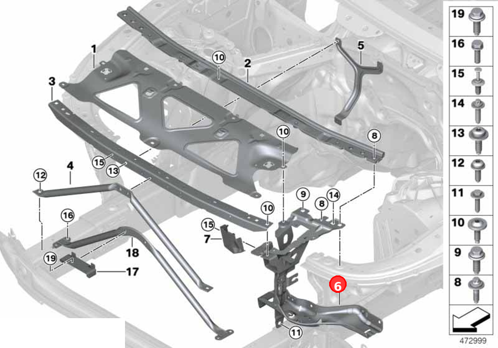 Mounting, headlight, right OE 51647375326