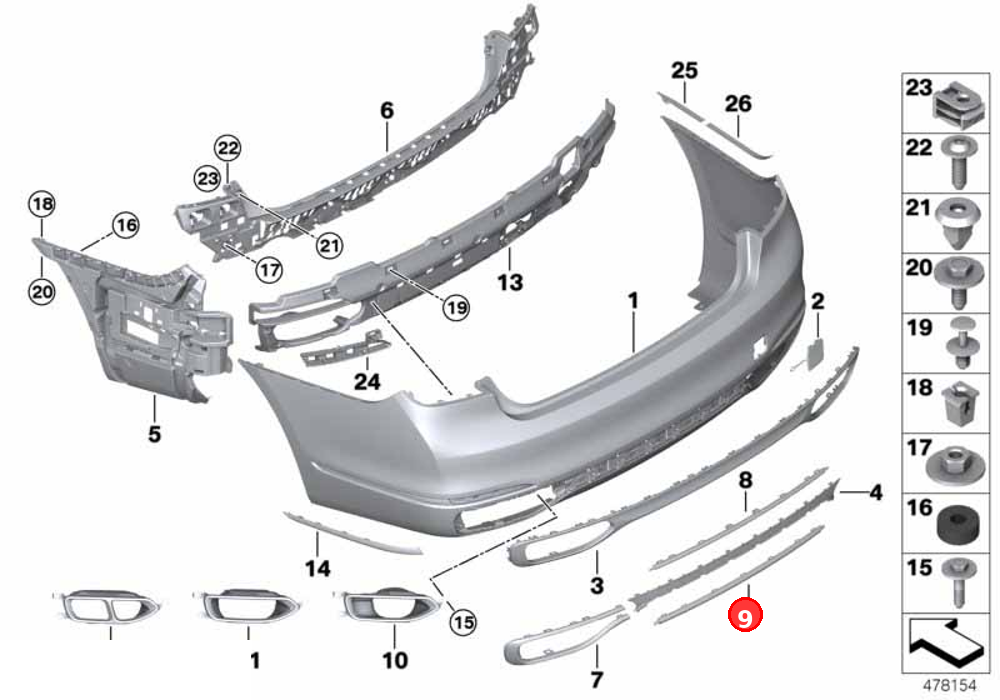 Bumper guard, rear OE 51127369917