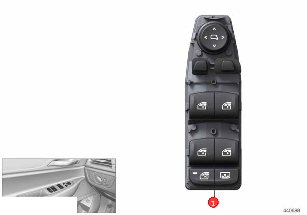 Oper. unit, switch cluster, door, front OE 61319382503