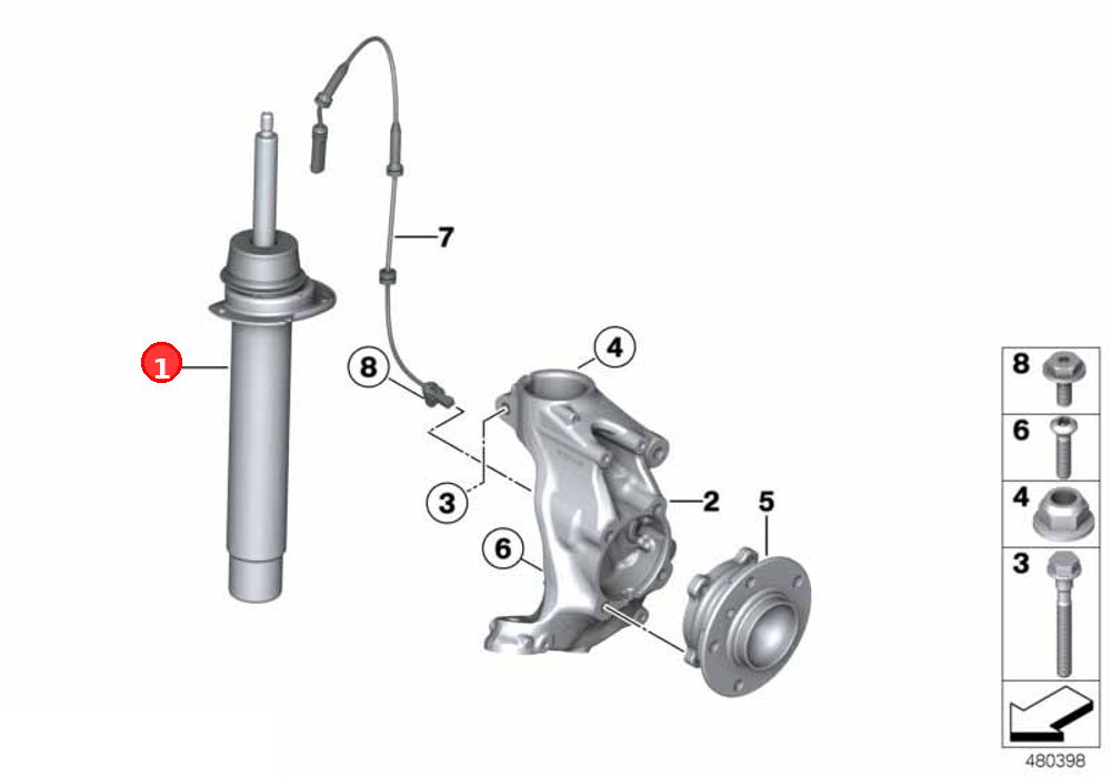 Spring strut, front OE 31316873797