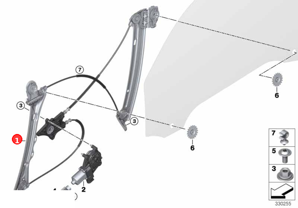 Window lifter without motor,front right OE 51337352748