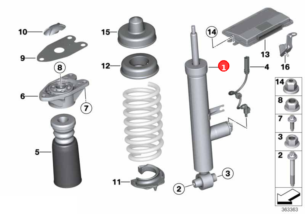 Shock absorber, rear OE 37126864755