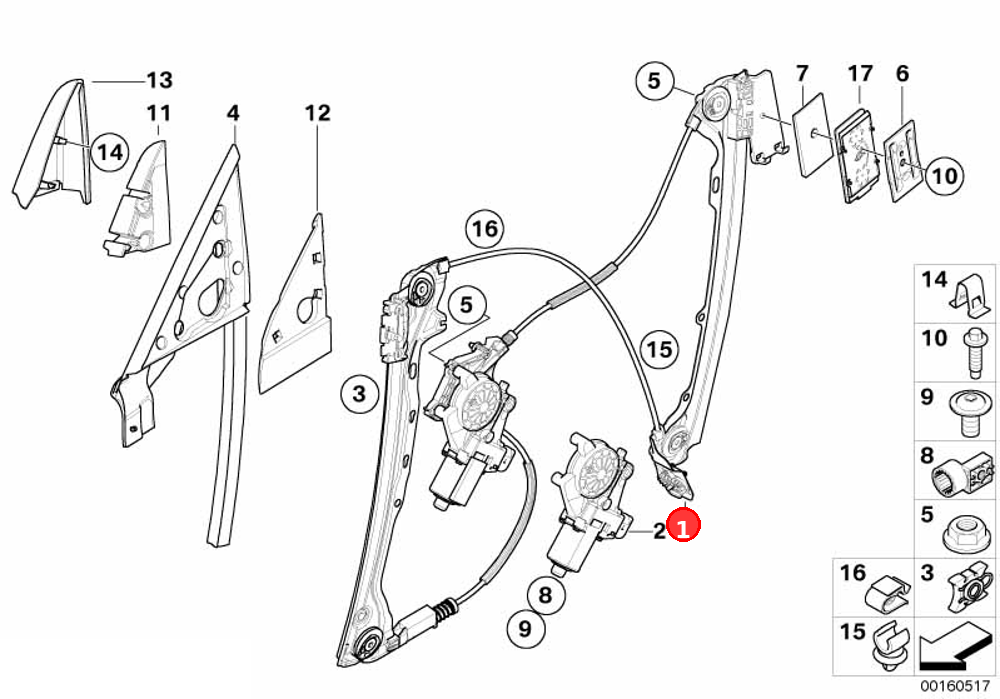 Window lifter, right OE 51337193456