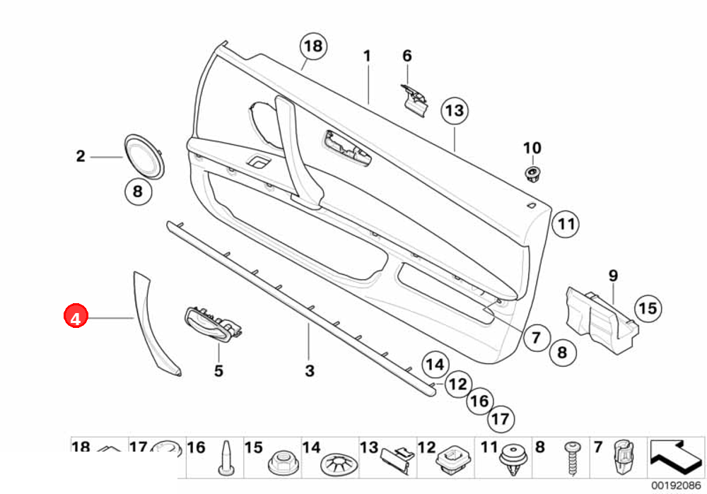 Clasp, inside door handle, left OE 51419150335