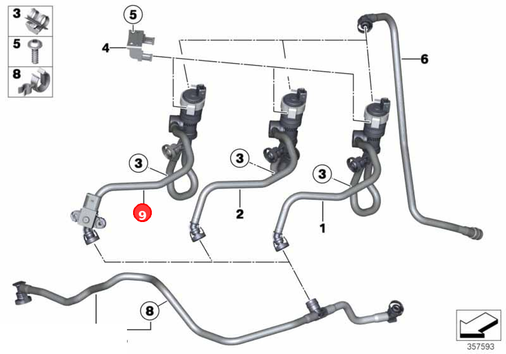 Fuel tank ventilation valve with pipe OE 13907636145