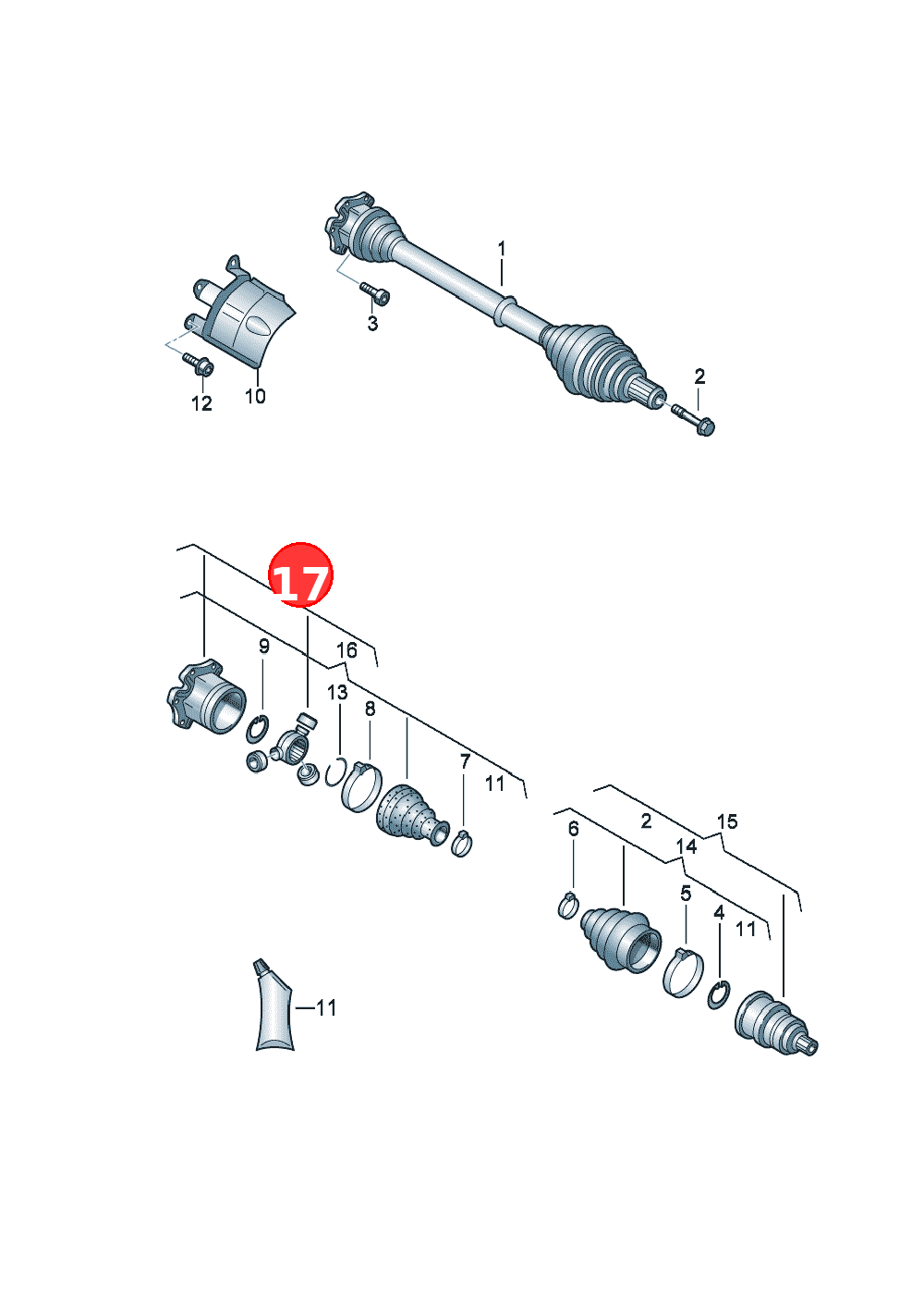 constant velocity joint withboot, attachment parts andgrease also use: OE 8K0498103B