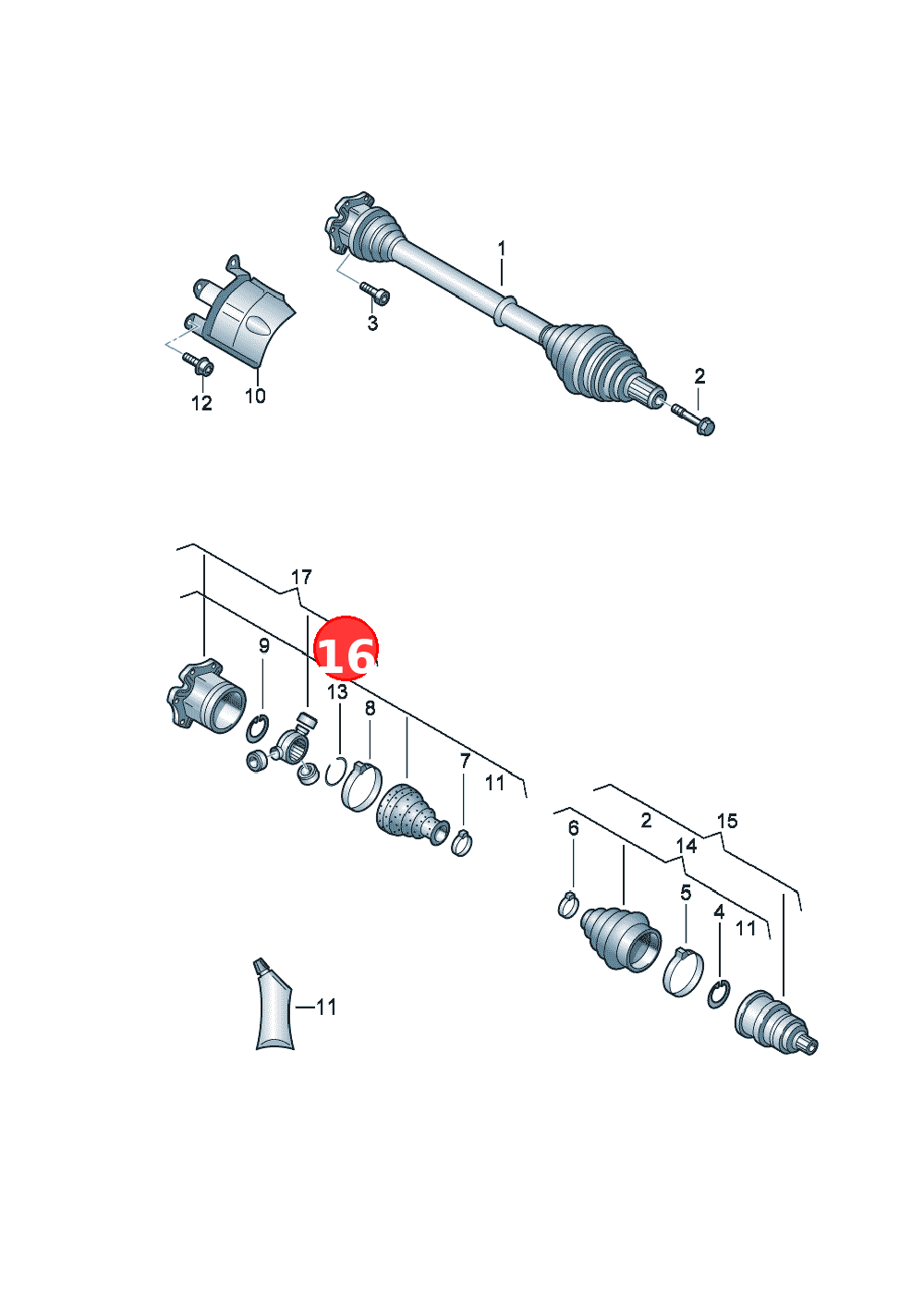 joint protective boot withassembly items and grease also use: OE 8K0498201C