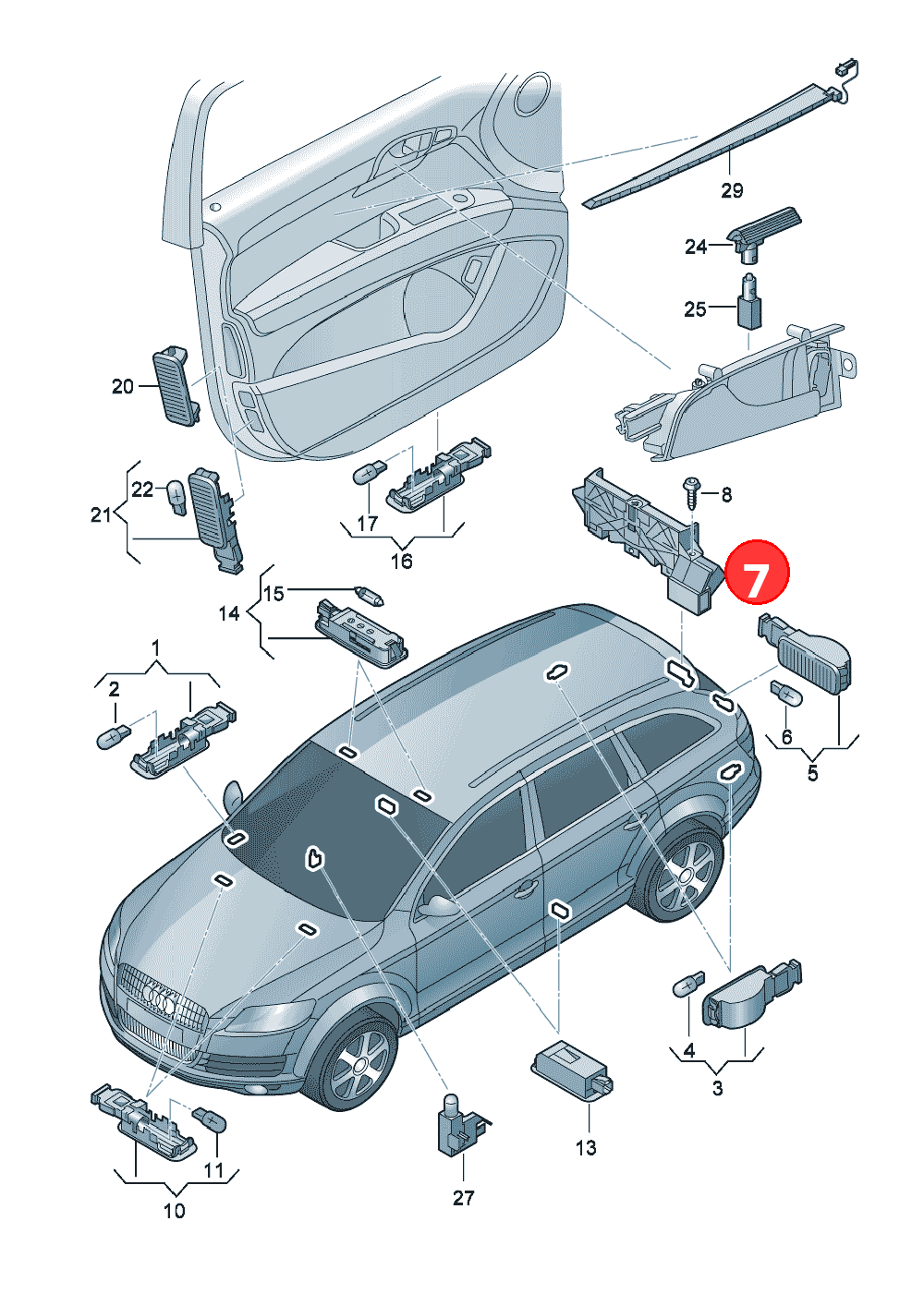 Switch for luggage comp.lightfor rear lid OE 4L0959121