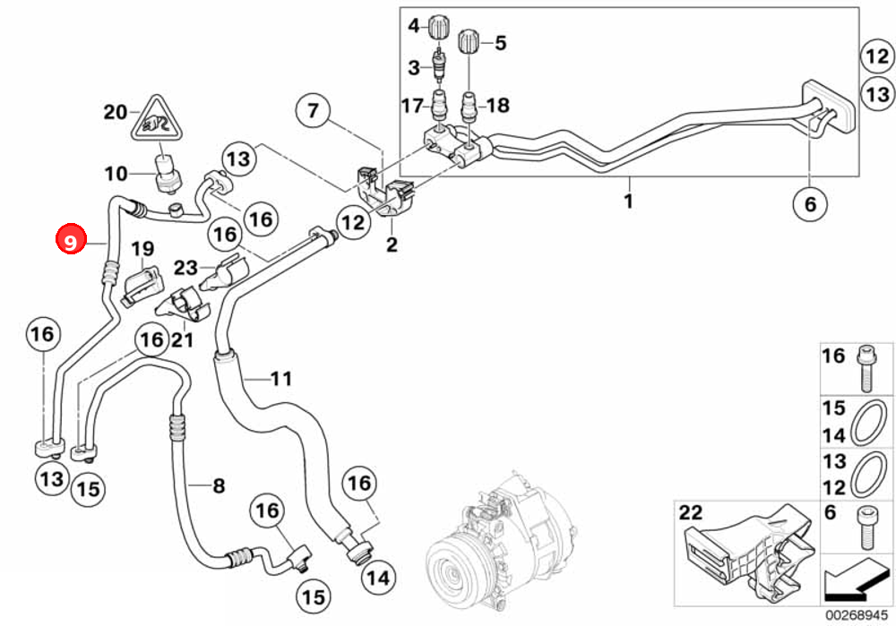 Pressure line, condenser double pipe OE 64536945726