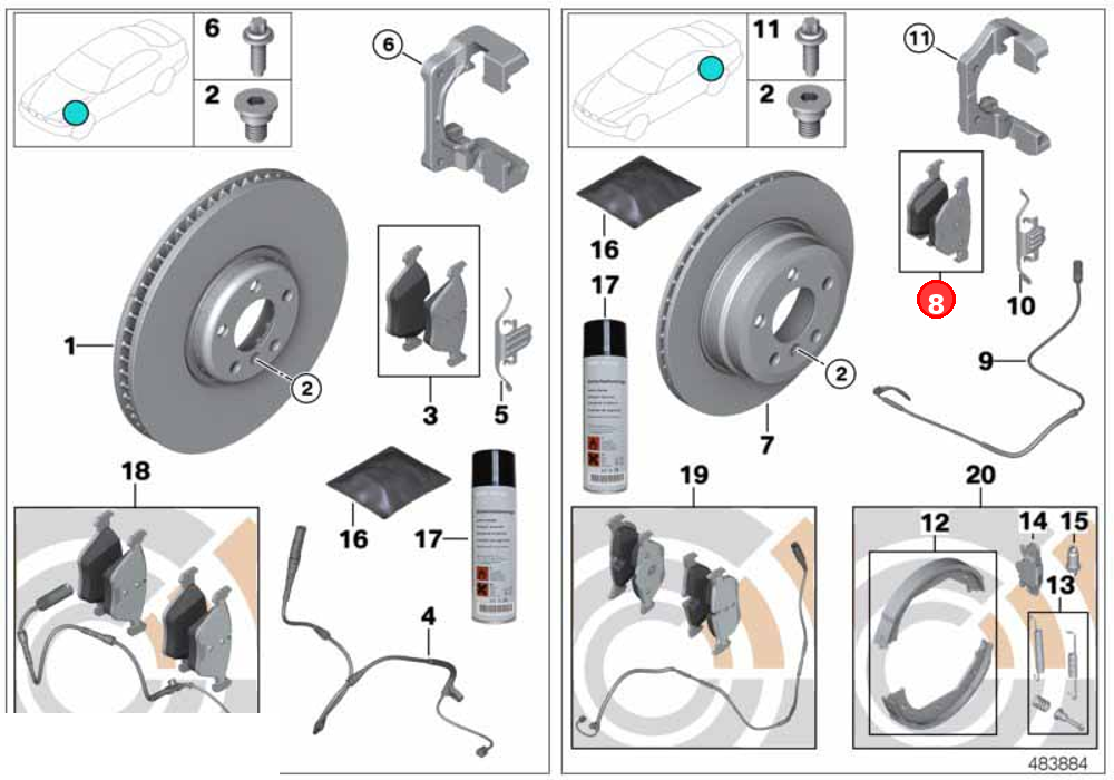 Repair kit, brake pads asbestos-free OE 34216768471