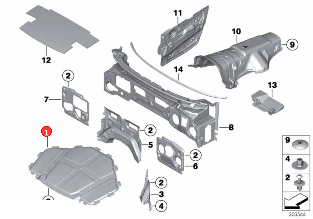 Sound insulating engine hood OE 51487158420