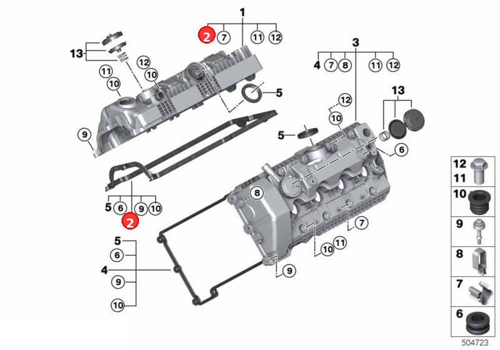 Gasket set, cylinder head cover OE 11127513194