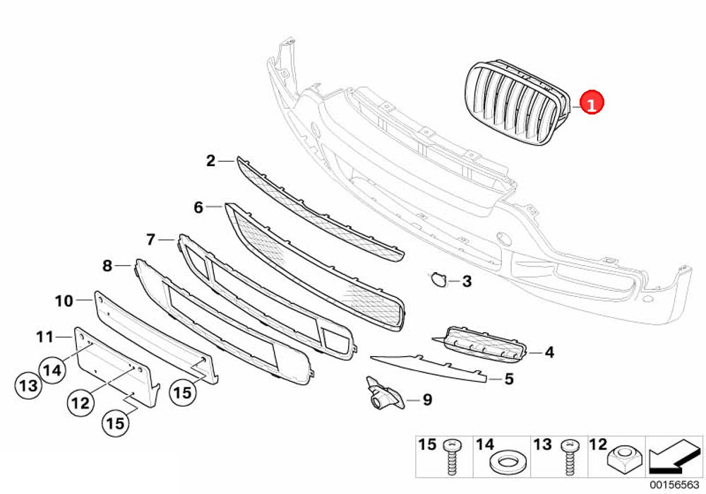 Grille, front, left OE 51137185223