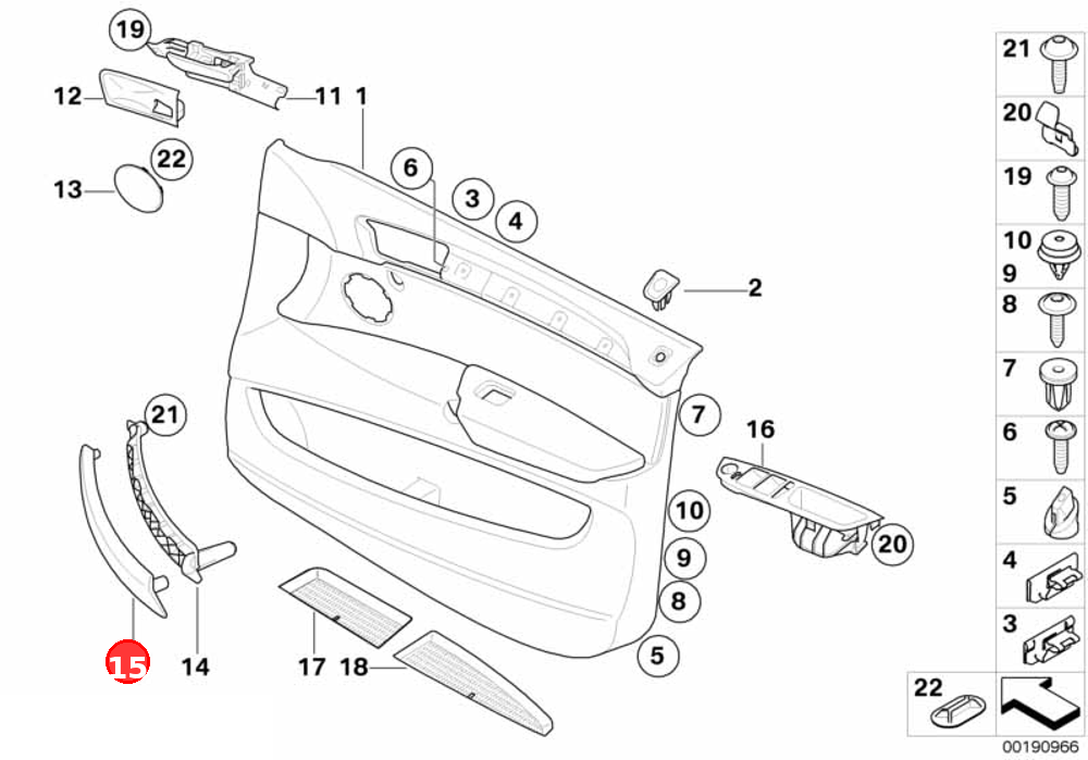 Trim, door pull, left OE 51416970167