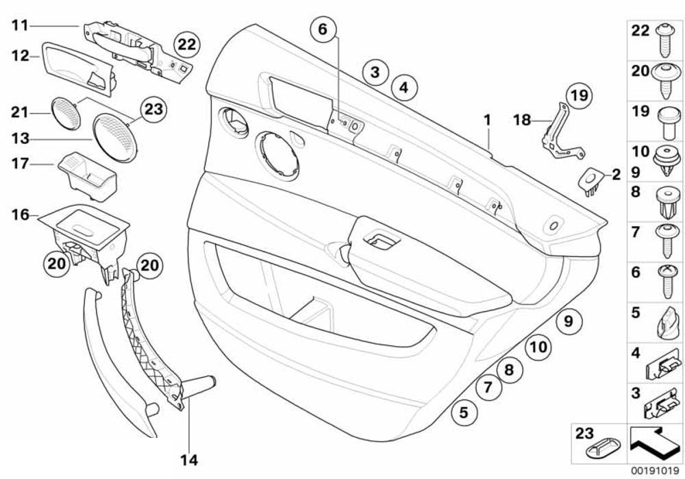 Trim, door pull, right OE 51416970168