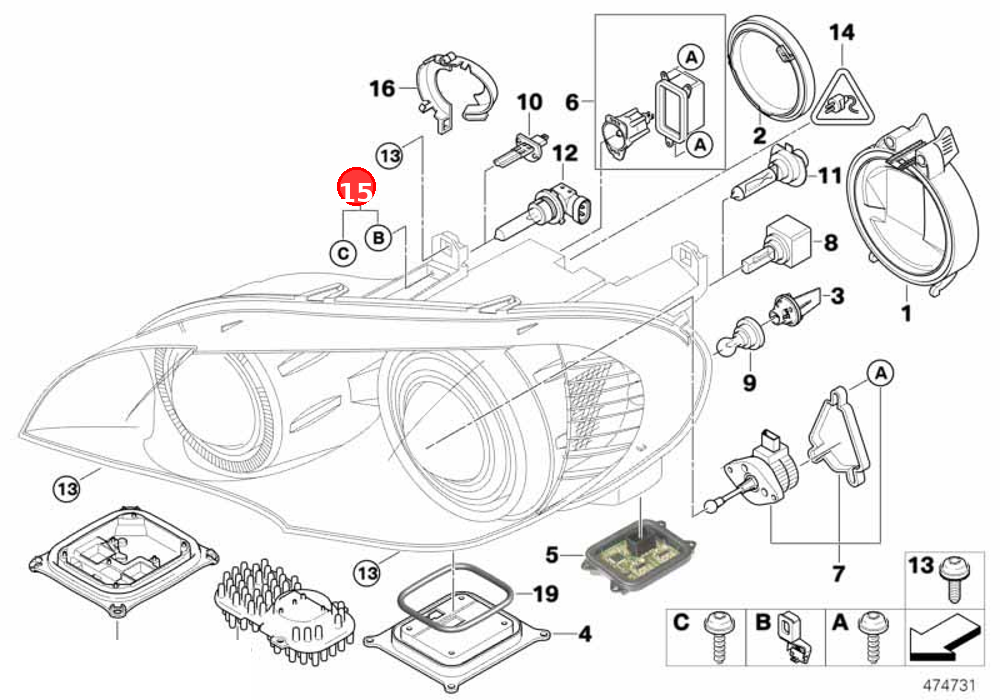 Repair kit headlight OE 63127195535