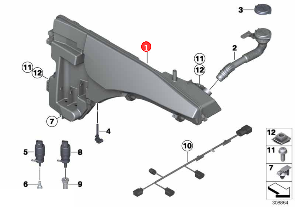 Washer fluid reservoir OE 61677161477