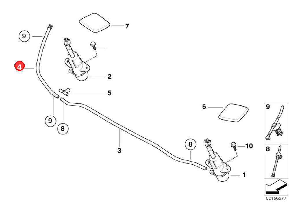 Hose line, headlight cleaning system OE 61677162589