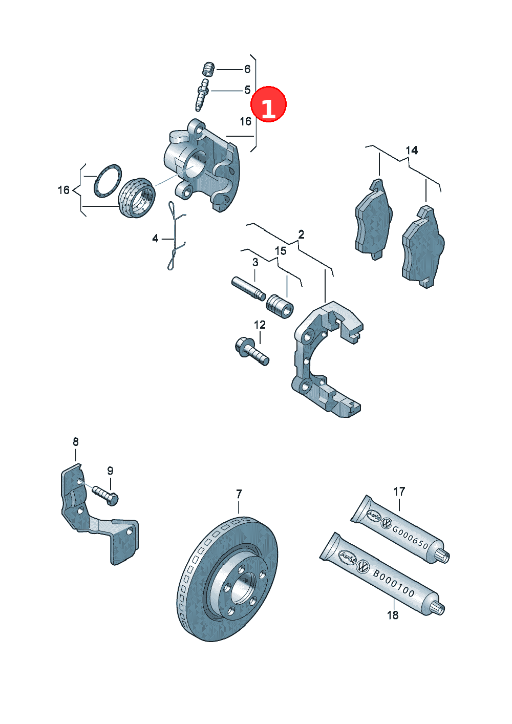 Brake caliper housing OE 8E0615123A