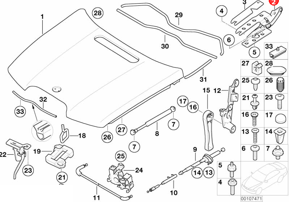 Left engine hood hinge OE 41617210671