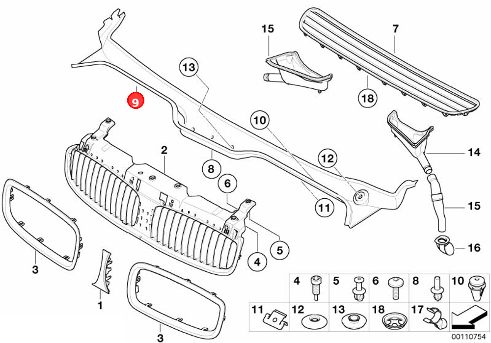 cover, windscreen panel OE 51717065284
