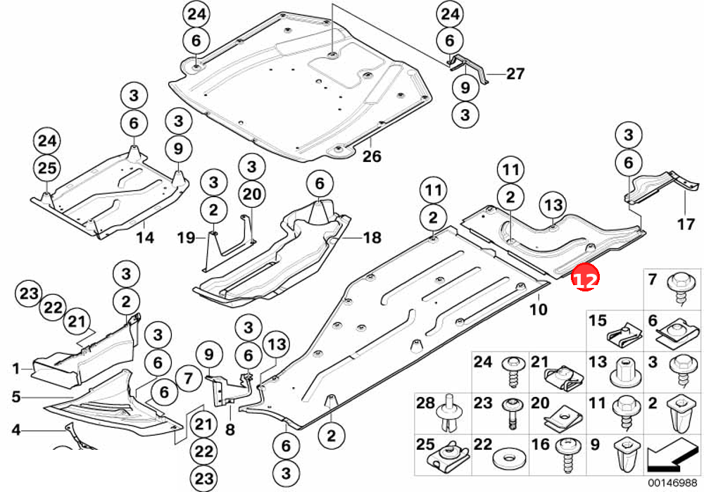 Underbody panelling, rear, left OE 51717020535
