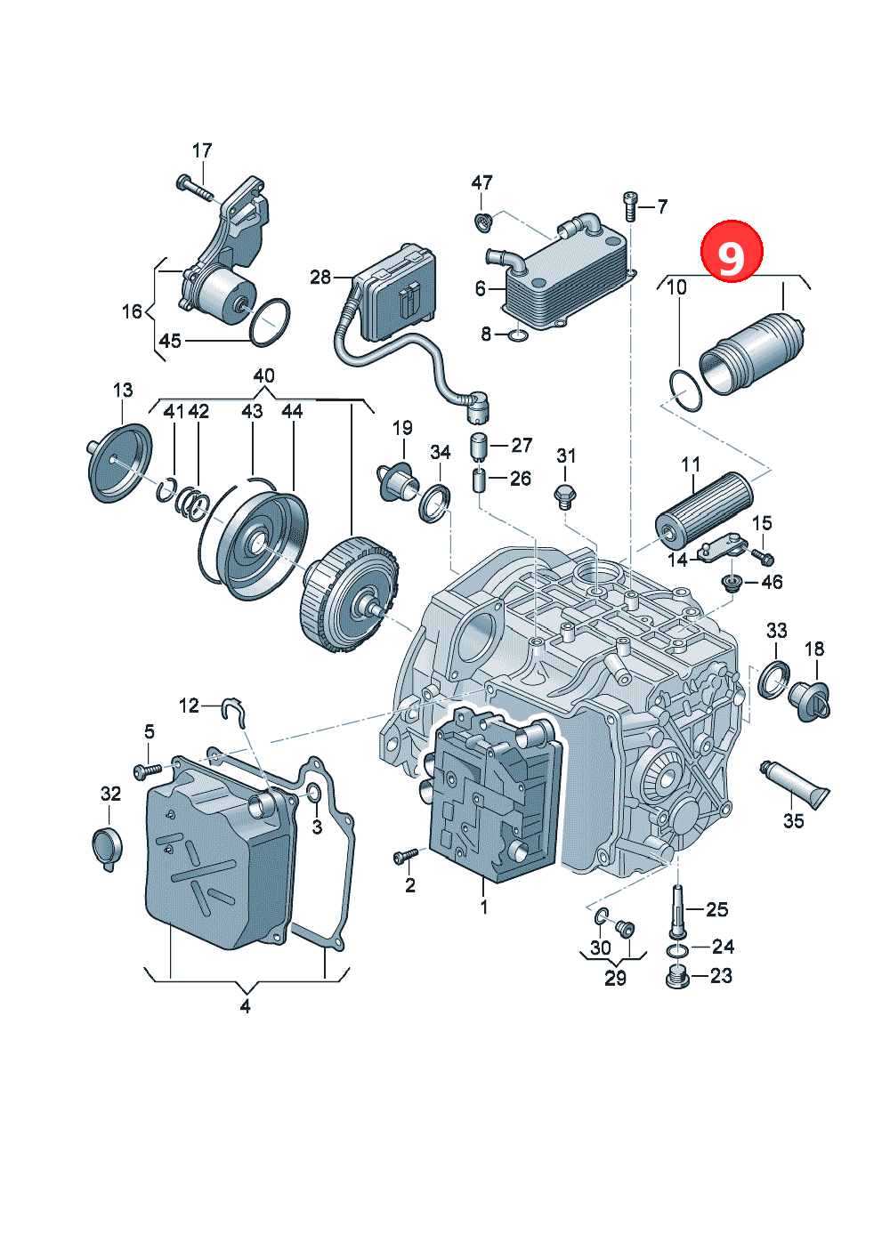 Filter housing withheat shield OE 0BH325159