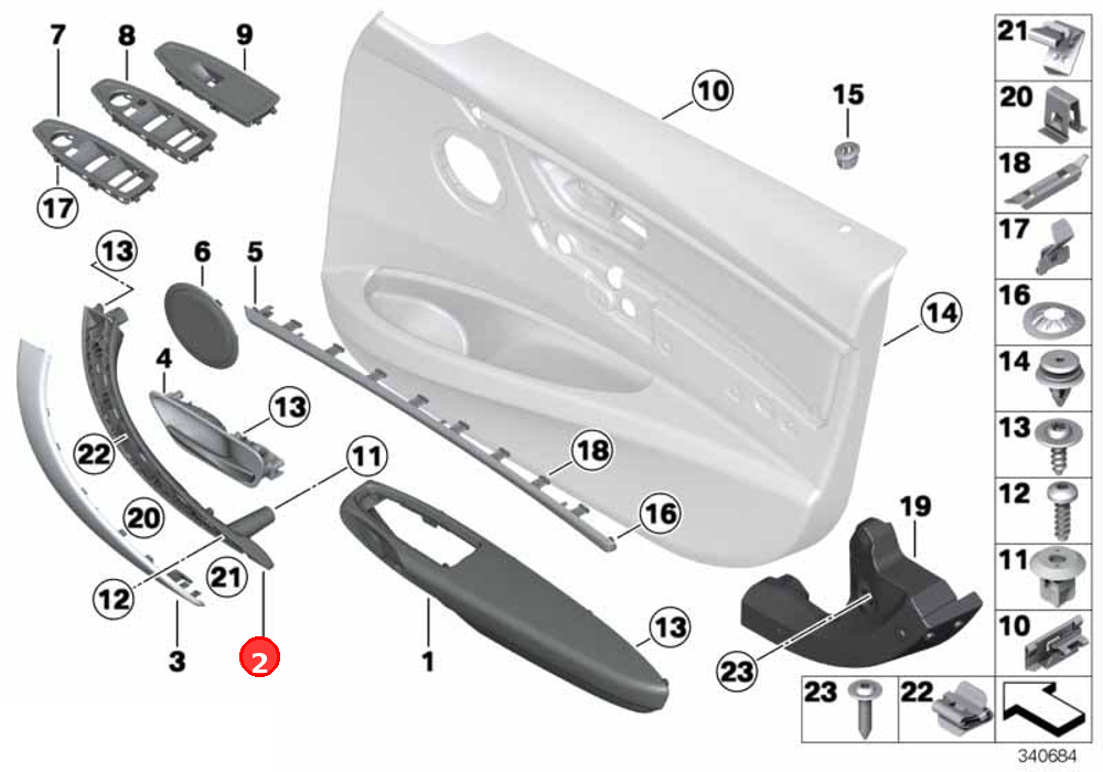 Carrier, door pull, right OE 51417279314