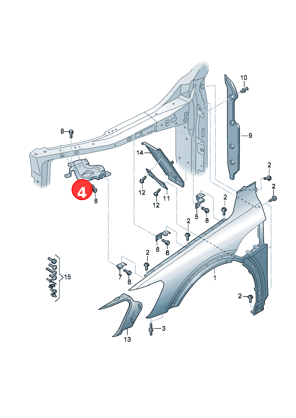 bracket - fender OE 4KE821149