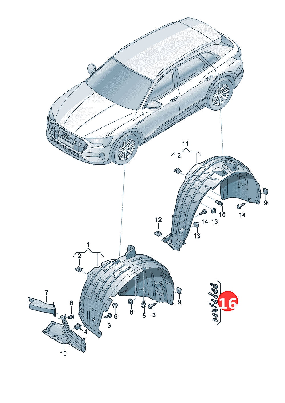 1 set attachment partsfor wheel housing liner OE 4KE098629