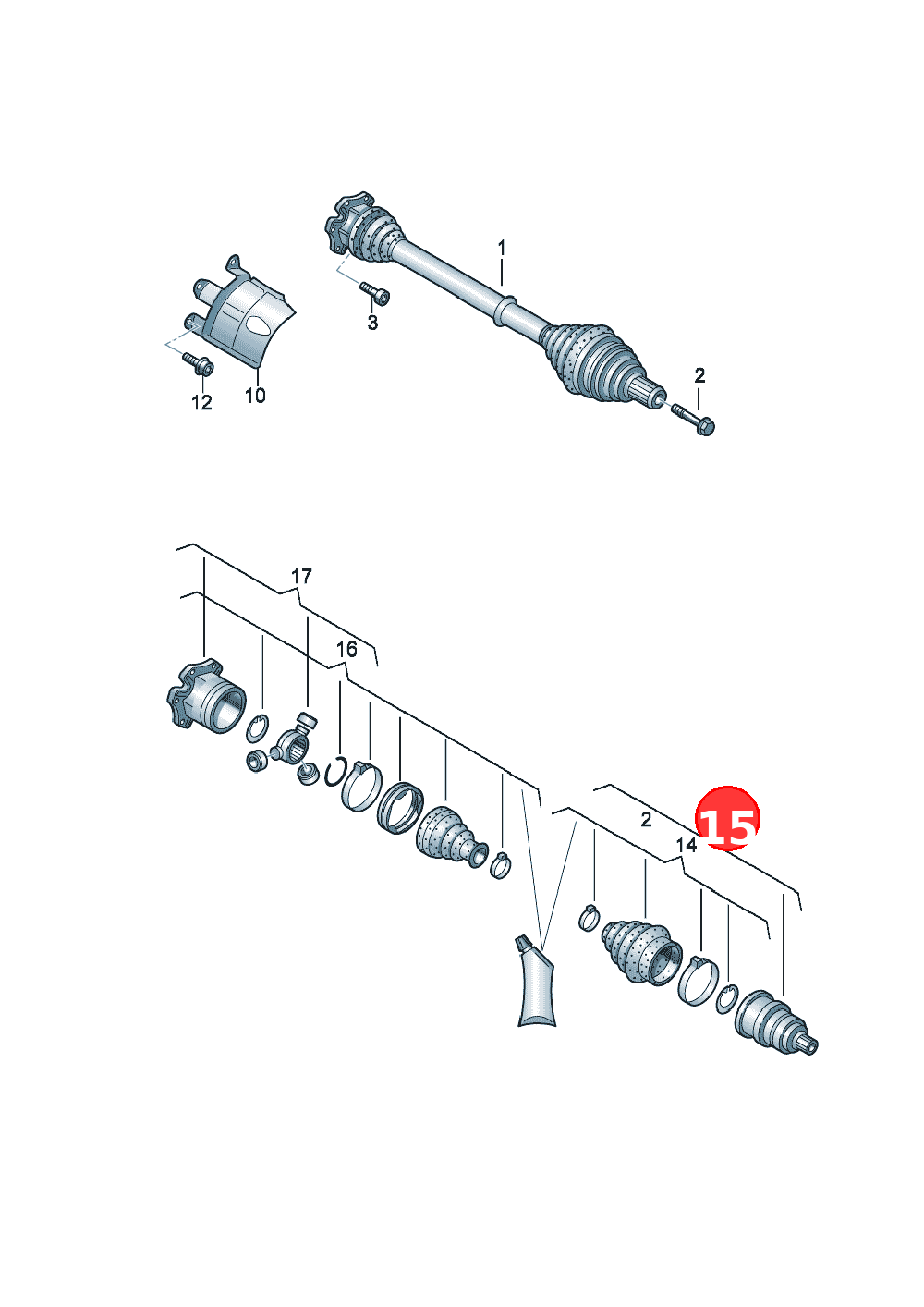 Outer joint with rotor andassembly parts OE 8K0498099F