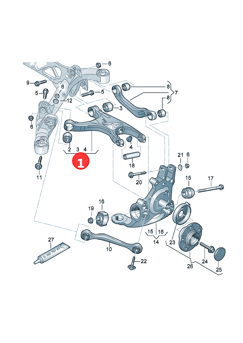 Axle guide OE 8K0505311J