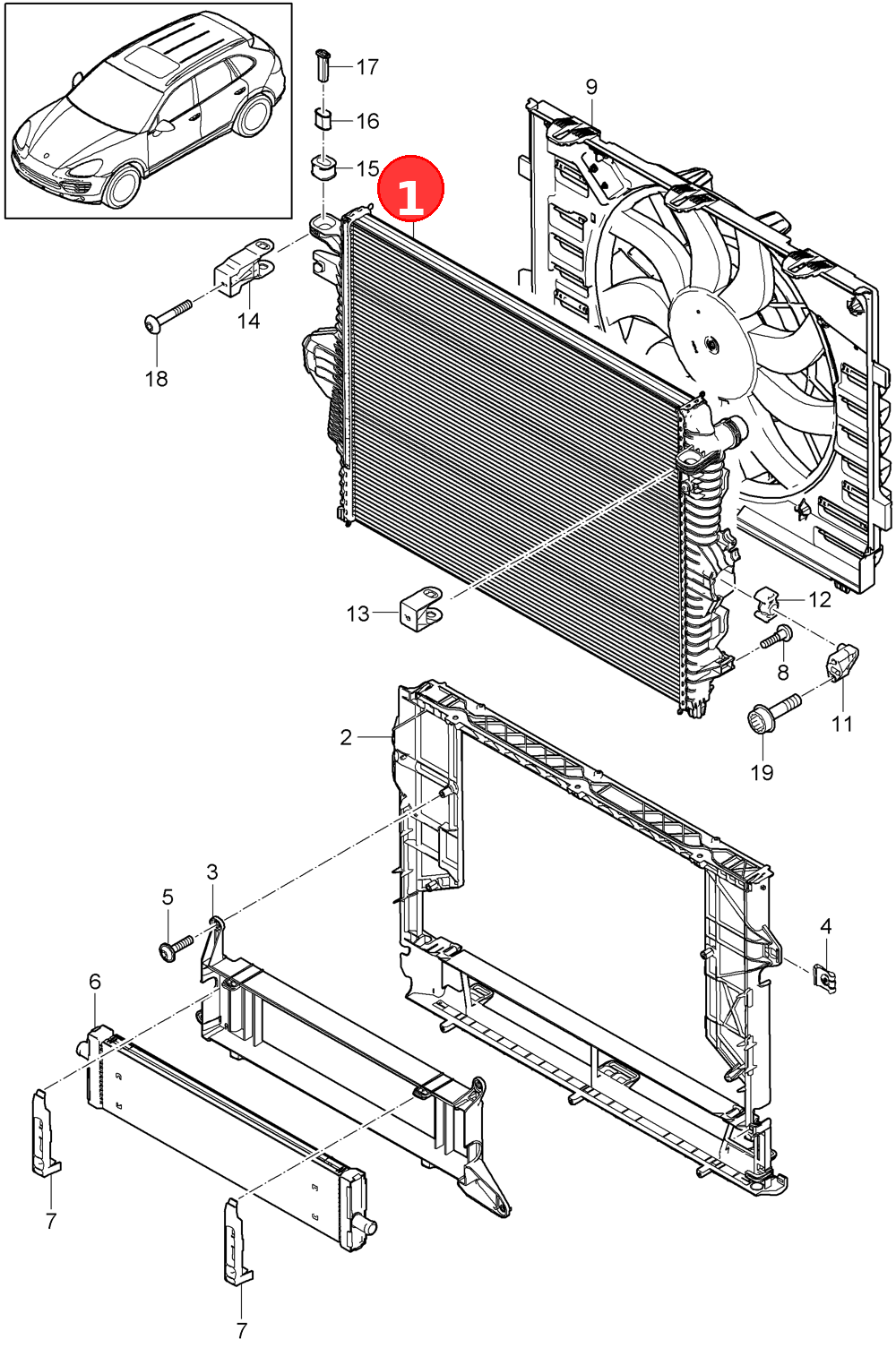 Cooler for coolant OE 95810613200