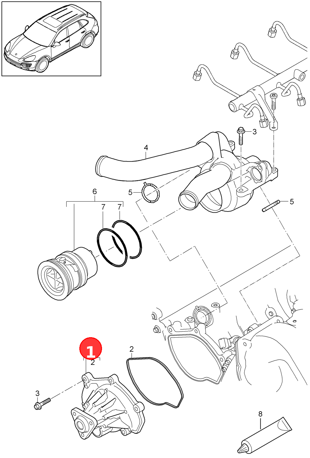 Coolant pump with sealing ring OE 94810603301