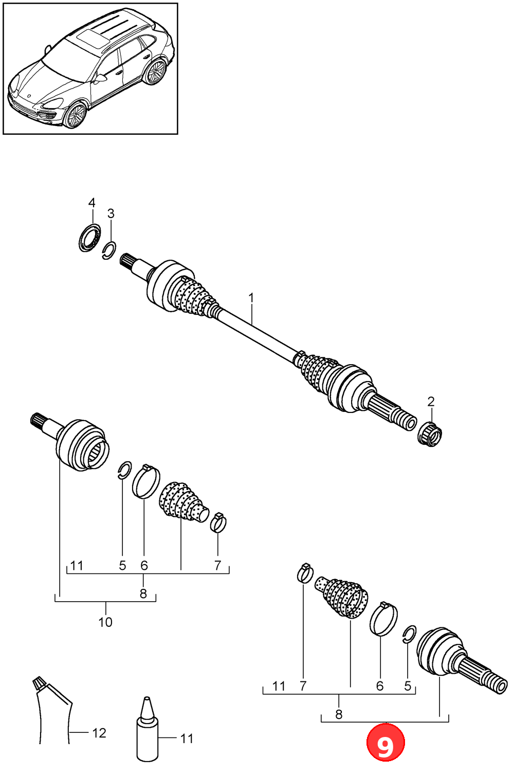 repair setconstant velocity joint OE 95833290200