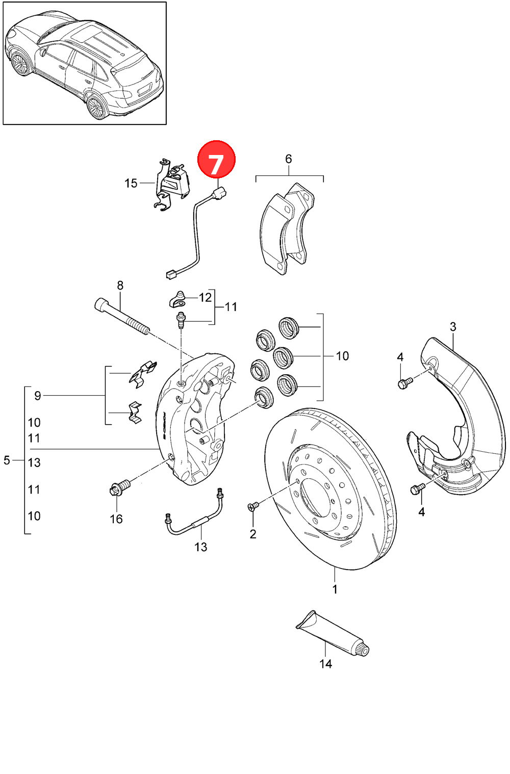 sender wire(pad wear indicator) OE 95861236500