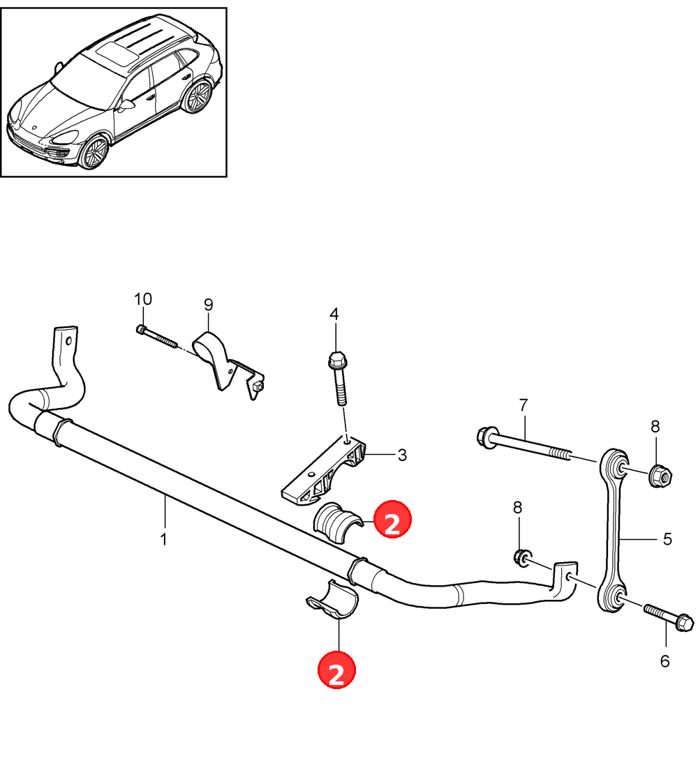anti-roll bar bearing bracketIdentification: orangegreenbrown OE 95534379261